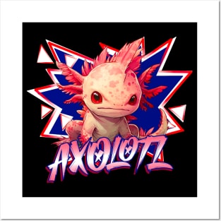Cute Axolotl - Retro Style Posters and Art
